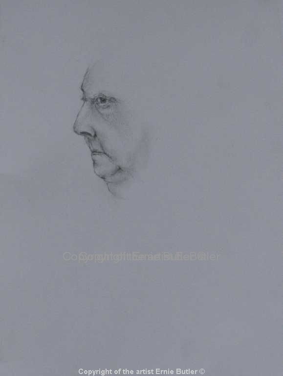 Portrait of the artists mother profile Pencil drawing